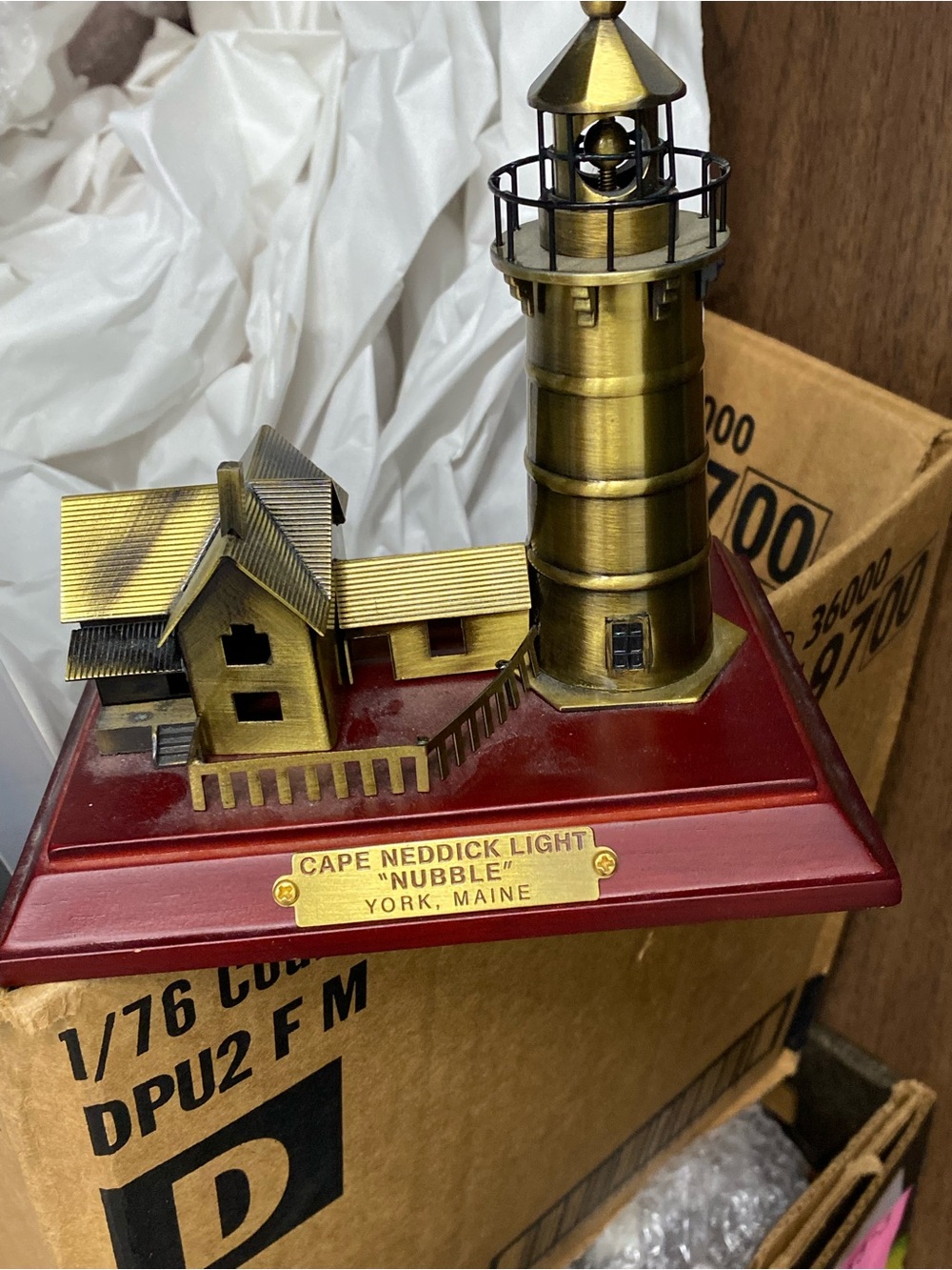 Cape Neddick Light 'Nubble' Brass and Red Decorative Lighthouse - York, Maine